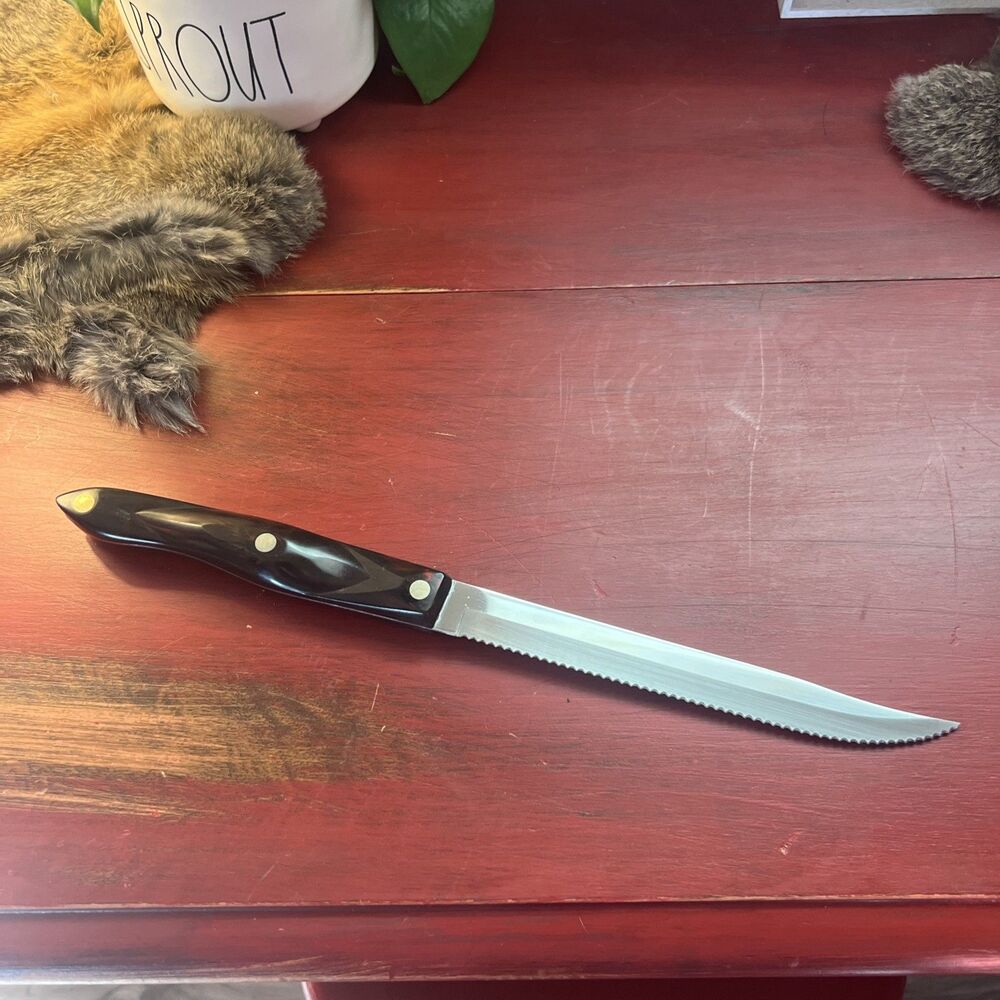 Cutco Serrated Steak Knife with Black Handle and Silver Blade